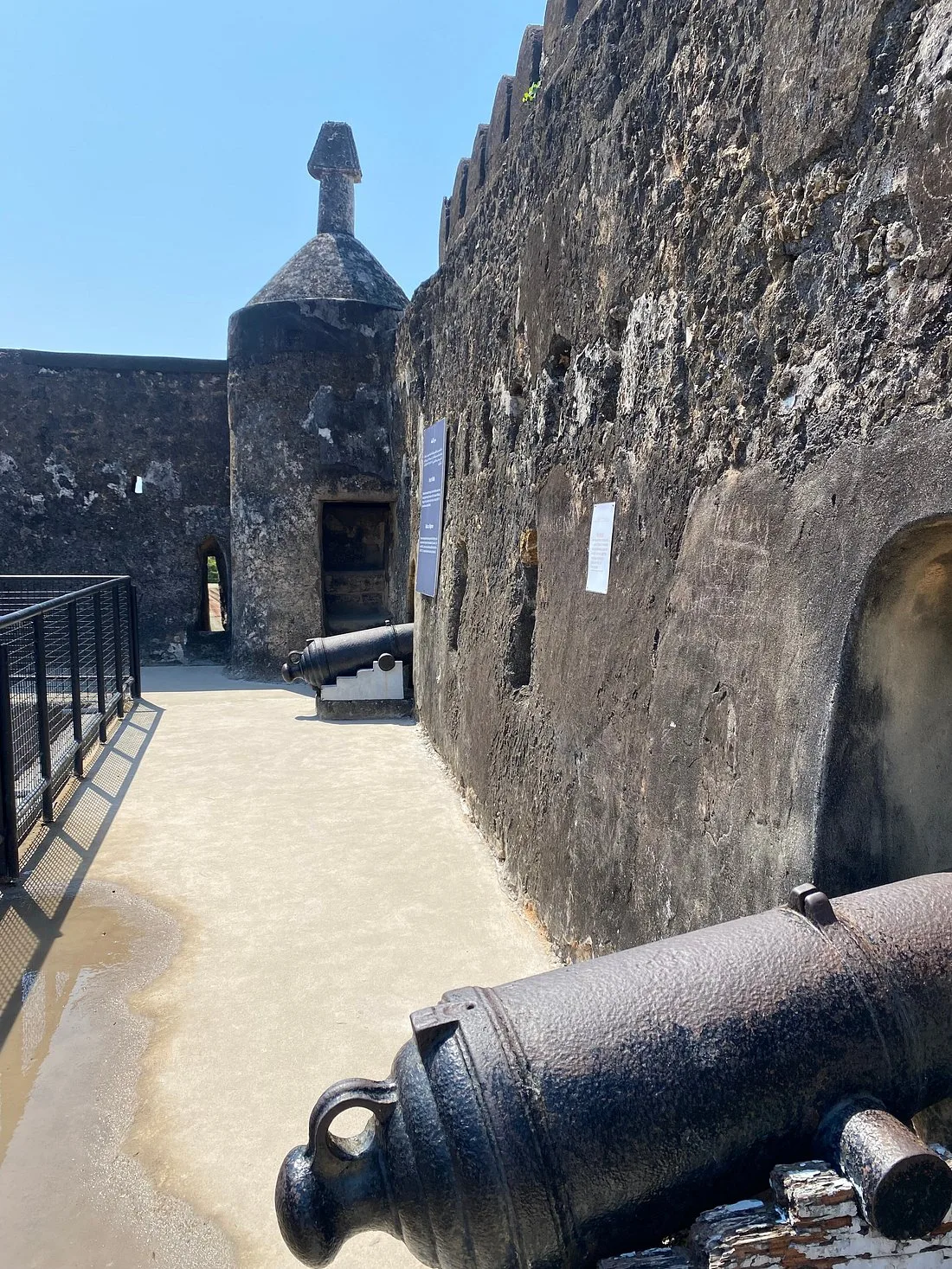 Cannons displayed inside Fort Jesus