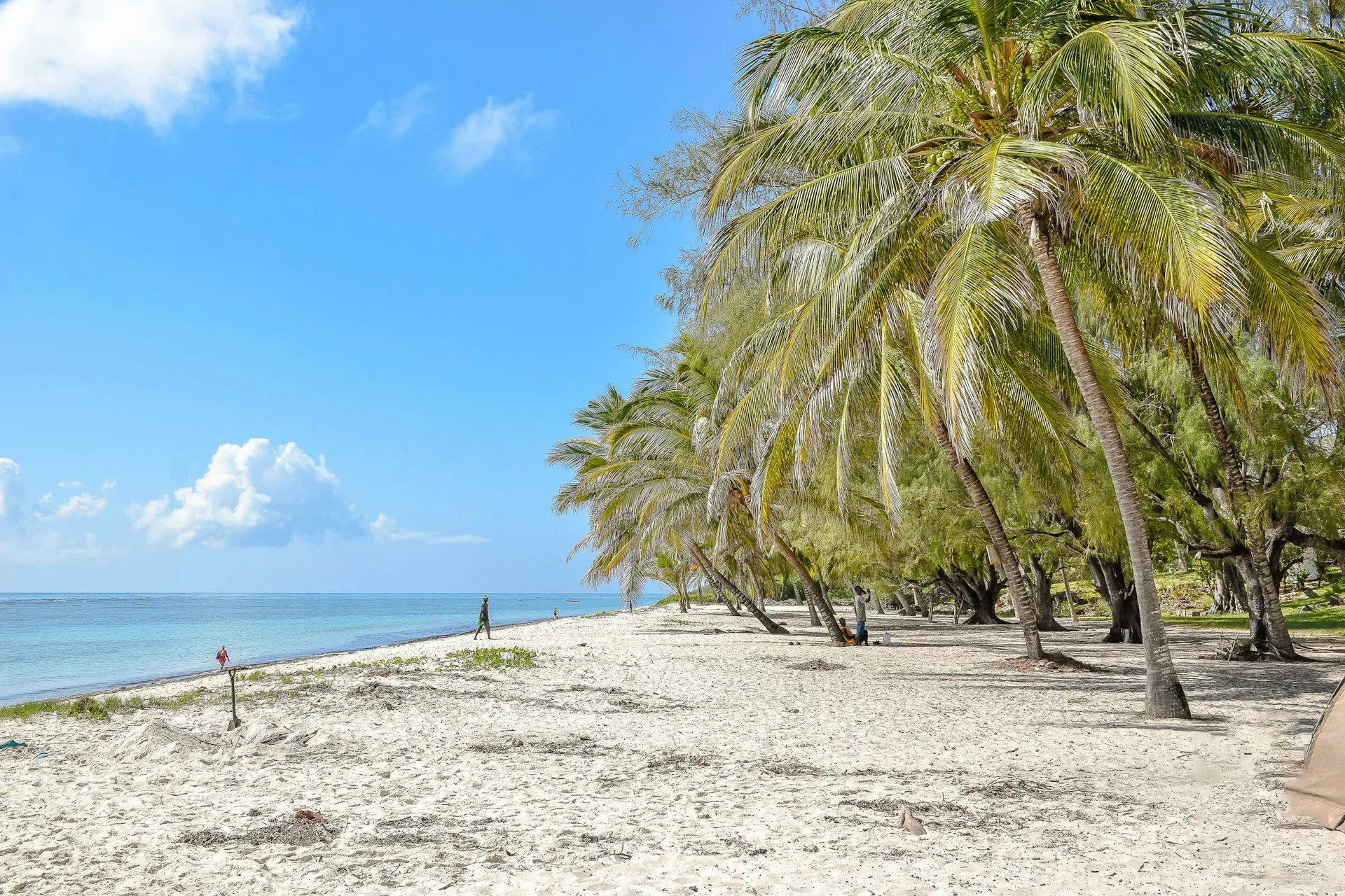 White sand and turquoise water along the Mombasa coastline