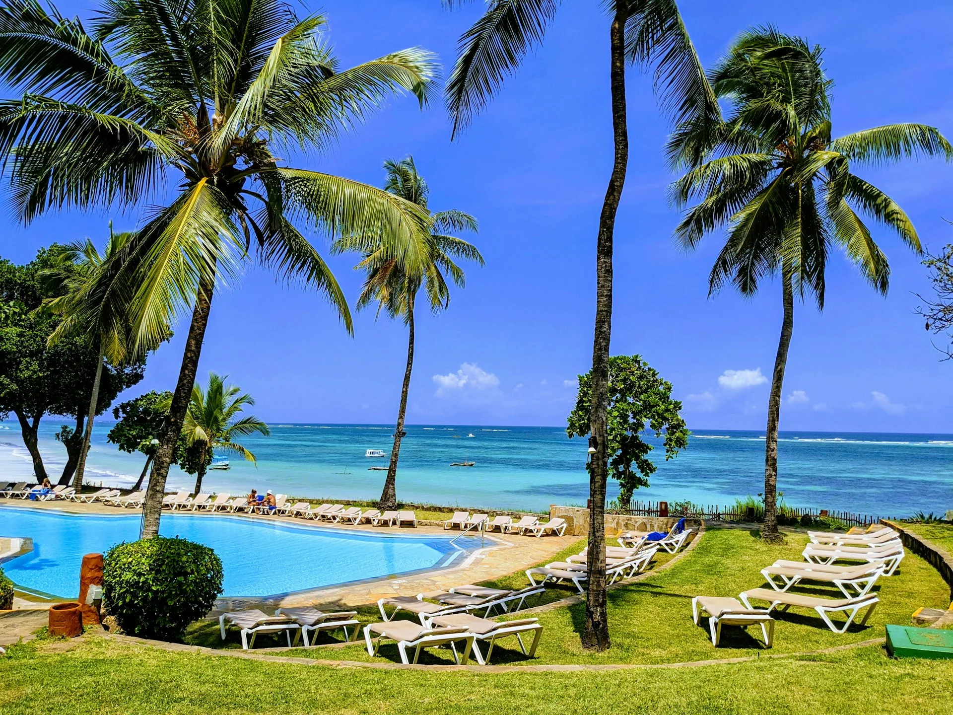 Palm-lined beachfront resort along Mombasa's north coast