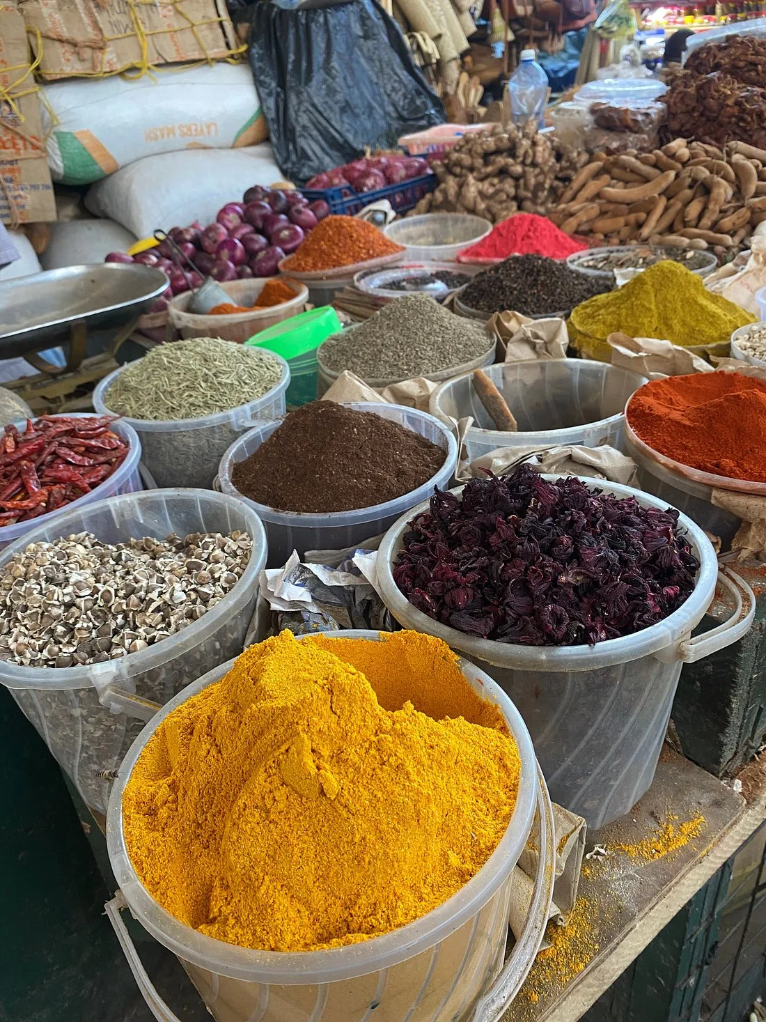 Spices for sale in Mombasa's Old Town market