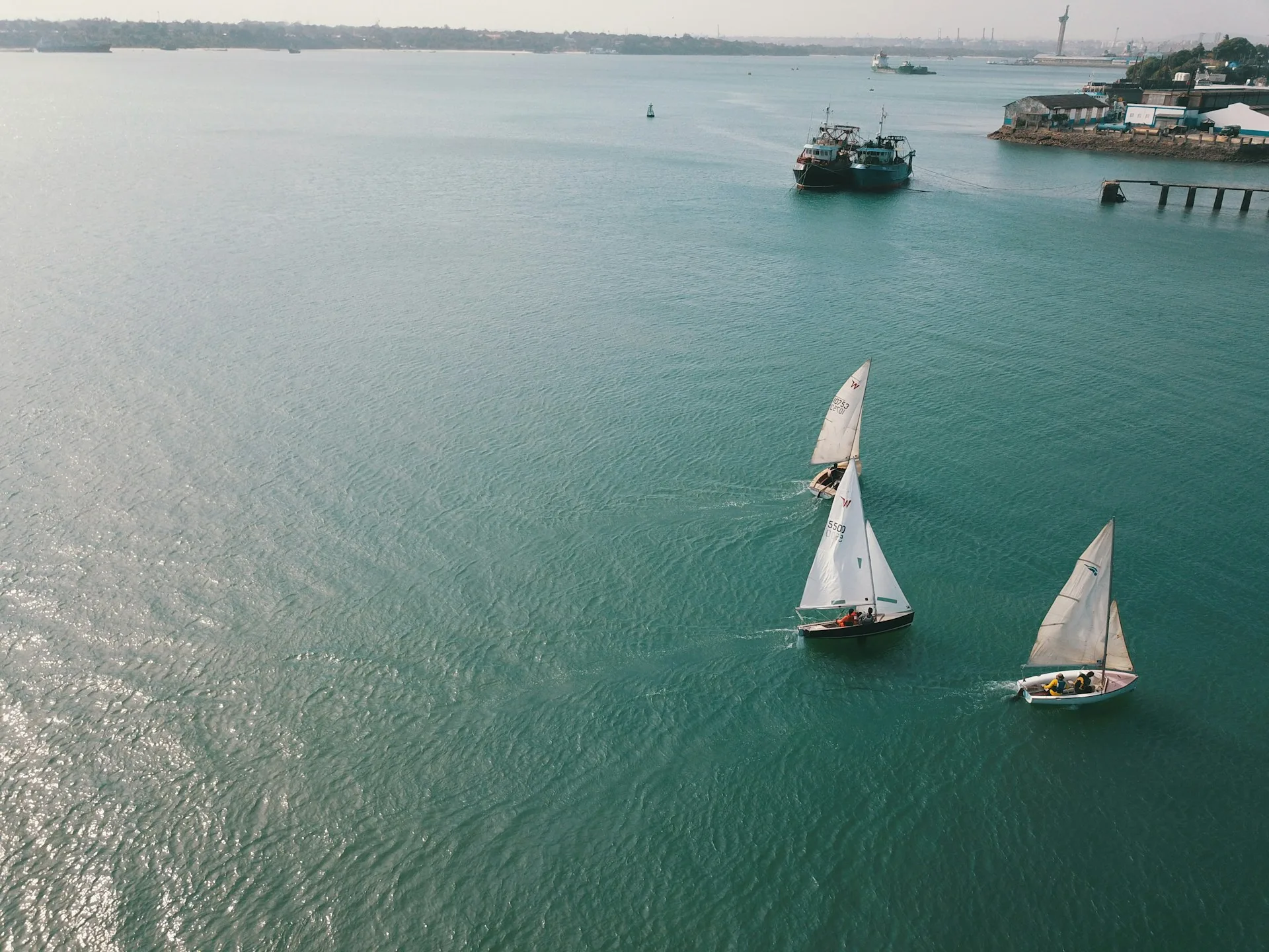 A traditional dhow sailing off the Mombasa coast