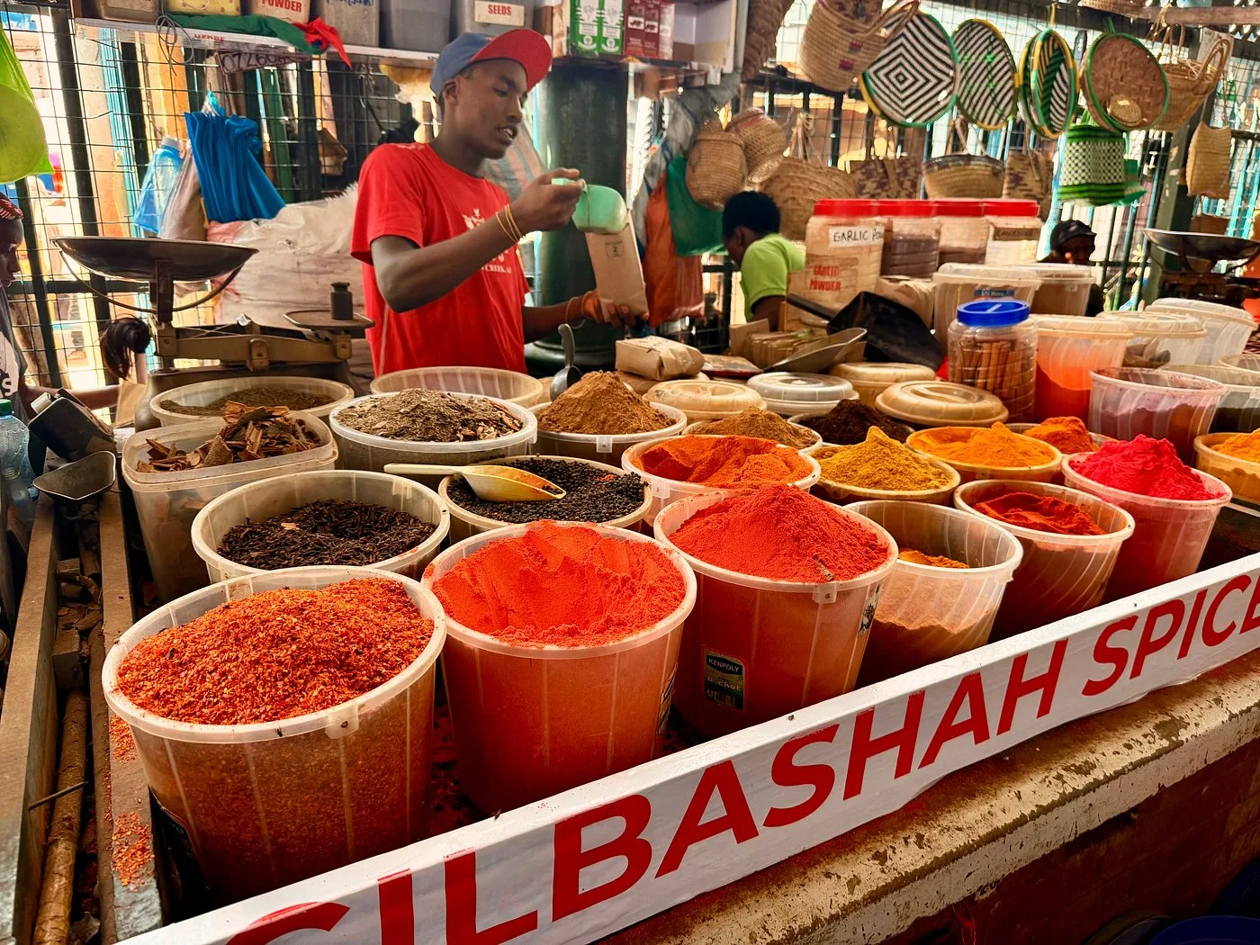 Spices for sale at a stall in the Old Town spice market